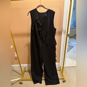 Connected Apparel Black Ruffle Jumpsuit
